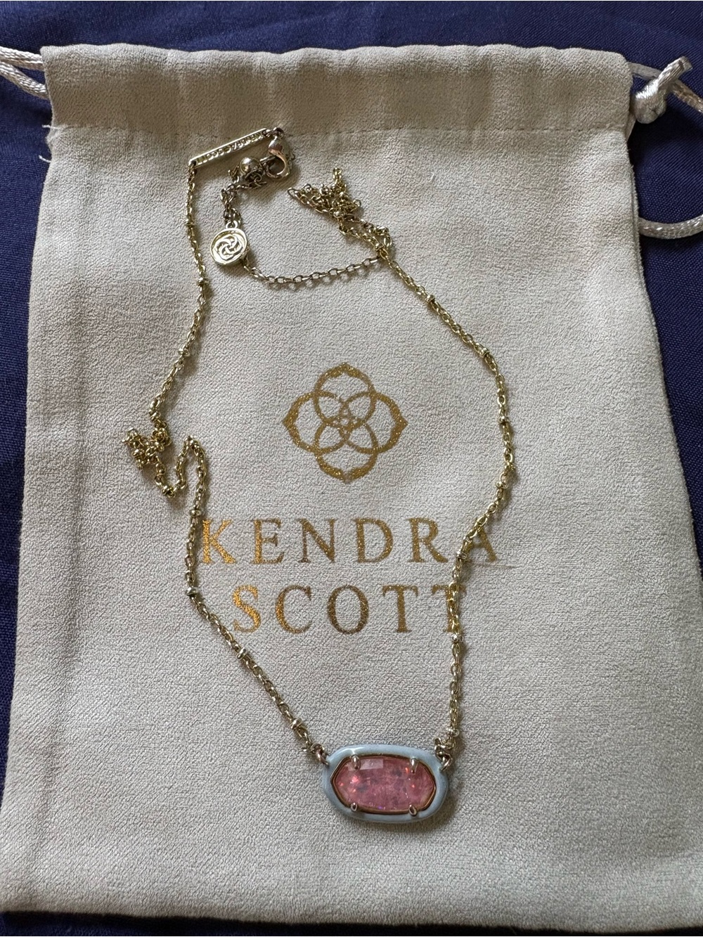 Kendra Scott x BARBIE Gold reversible pink Necklace